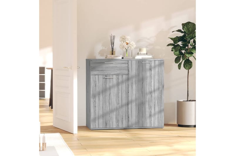 beBasic Senkki harmaa Sonoma 80x36x75 cm tekninen puu - Harmaa - Säilytys - Säilytyskalusteet - Senkki