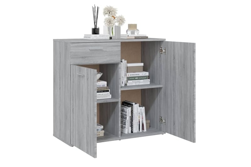 beBasic Senkki harmaa Sonoma 80x36x75 cm tekninen puu - Harmaa - Säilytys - Säilytyskalusteet - Senkki