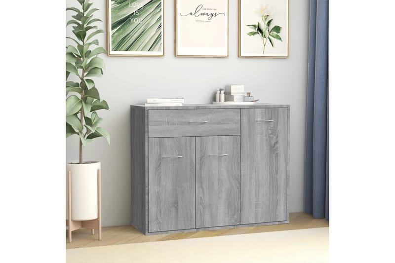 beBasic Senkki harmaa Sonoma 88x30x70 cm tekninen puu - Harmaa - Säilytys - Säilytyskalusteet - Senkki