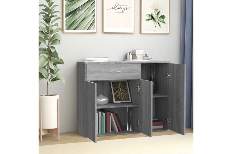 beBasic Senkki harmaa Sonoma 88x30x70 cm tekninen puu - Harmaa - Säilytys - Säilytyskalusteet - Senkki