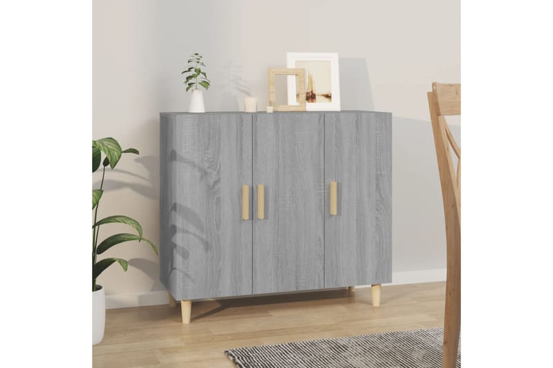 beBasic Senkki harmaa Sonoma 90x34x80 cm tekninen puu - Harmaa - Säilytys - Säilytyskalusteet - Senkki