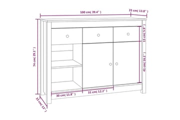 beBasic Senkki hunajanruskea 100x35x74 cm täysi mänty - Ruskea - Säilytys - Säilytyskalusteet - Senkki