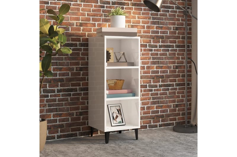 beBasic Senkki korkeakiilto valkoinen 34,5x32,5x90 cm tekninen puu - Valkoinen - Säilytys - Säilytyskalusteet - Senkki
