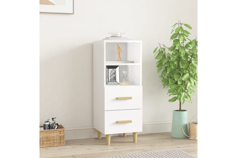 beBasic Senkki korkeakiilto valkoinen 34,5x34x90 cm tekninen puu - Valkoinen - Säilytys - Säilytyskalusteet - Senkki