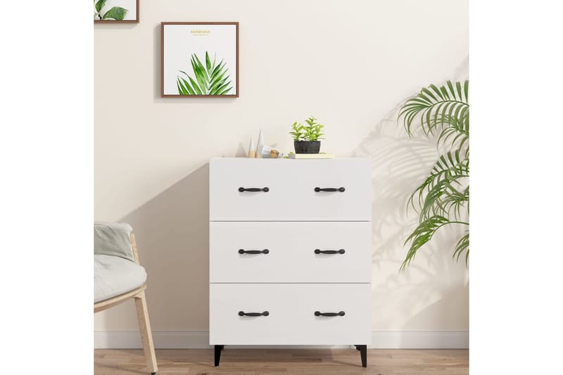 beBasic Senkki korkeakiilto valkoinen 69,5x34x90 cm tekninen puu - Valkoinen - Säilytys - Säilytyskalusteet - Senkki