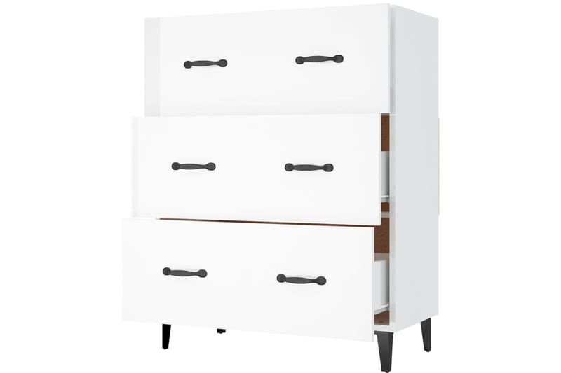 beBasic Senkki korkeakiilto valkoinen 69,5x34x90 cm tekninen puu - Valkoinen - Säilytys - Säilytyskalusteet - Senkki