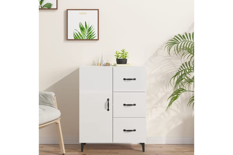 beBasic Senkki korkeakiilto valkoinen 69,5x34x90 cm tekninen puu - Valkoinen - Säilytys - Säilytyskalusteet - Senkki