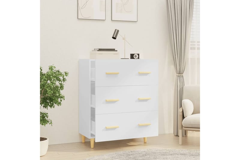 beBasic Senkki korkeakiilto valkoinen 70x34x90 cm tekninen puu - Valkoinen - Säilytys - Säilytyskalusteet - Senkki