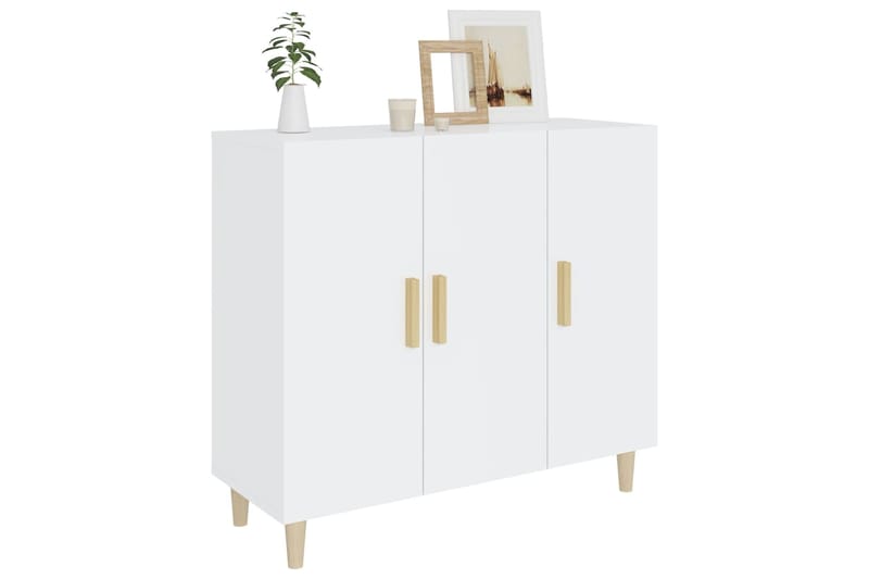 beBasic Senkki korkeakiilto valkoinen 90x34x80 cm tekninen puu - Valkoinen - Säilytys - Säilytyskalusteet - Senkki