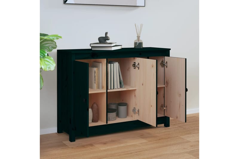 beBasic Senkki musta 100x35x74 cm täysi mänty - Musta - Säilytys - Säilytyskalusteet - Senkki