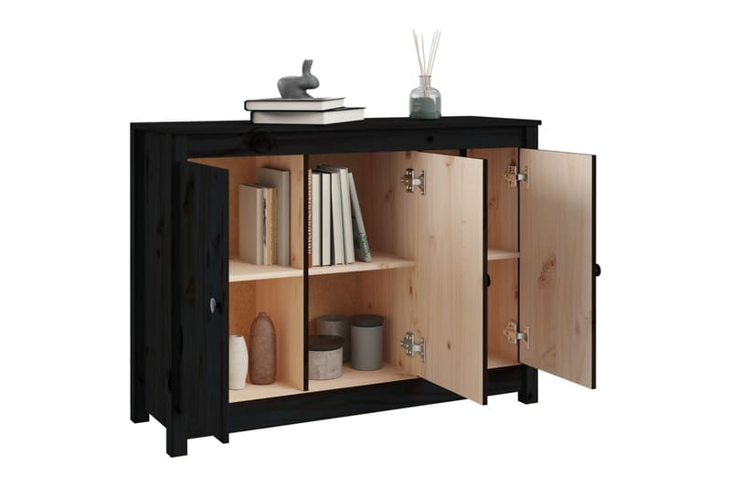 beBasic Senkki musta 100x35x74 cm täysi mänty - Musta - Säilytys - Säilytyskalusteet - Senkki