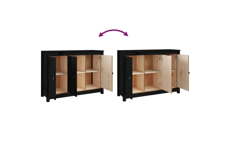 beBasic Senkki musta 100x35x74 cm täysi mänty - Musta - Säilytys - Säilytyskalusteet - Senkki