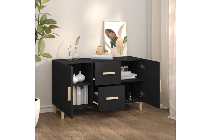 beBasic Senkki musta 100x36x60 cm tekninen puu - Musta - Säilytys - Säilytyskalusteet - Senkki