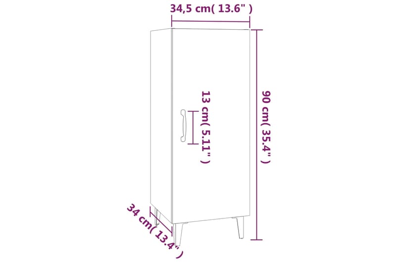 beBasic Senkki musta 34,5x34x90 cm tekninen puu - Musta - Senkki