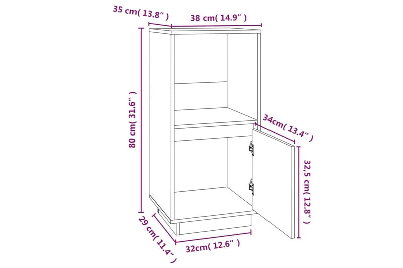 beBasic Senkki musta 38x35x80 cm täysi mänty - Musta - Säilytys - Säilytyskalusteet - Senkki