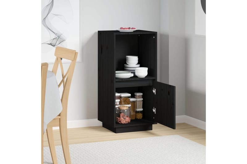 beBasic Senkki musta 38x35x80 cm täysi mänty - Musta - Säilytys - Säilytyskalusteet - Senkki