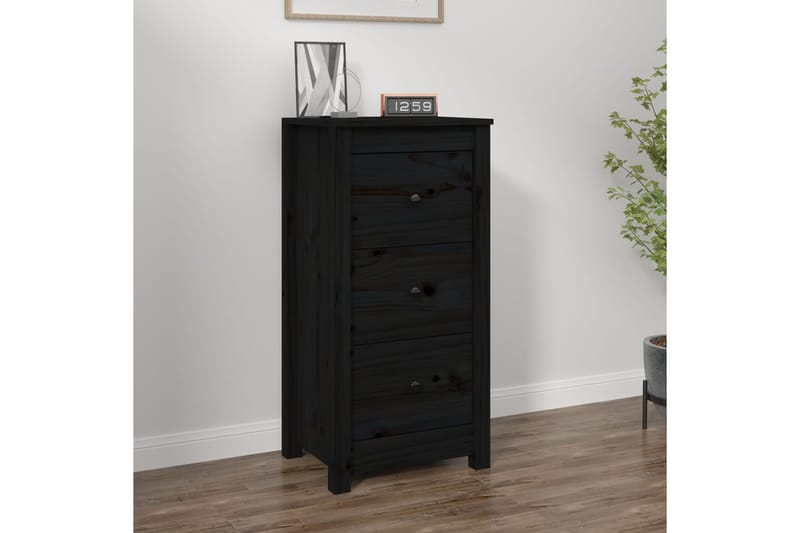 beBasic Senkki musta 40x35x80 cm täysi mänty - Musta - Säilytys - Säilytyskalusteet - Senkki