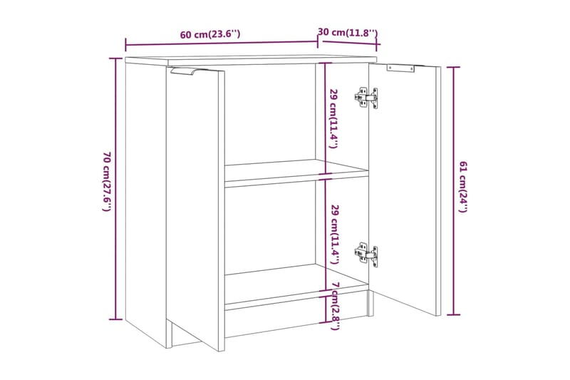 beBasic Senkki musta 60x30x70 cm tekninen puu - Musta - Senkki