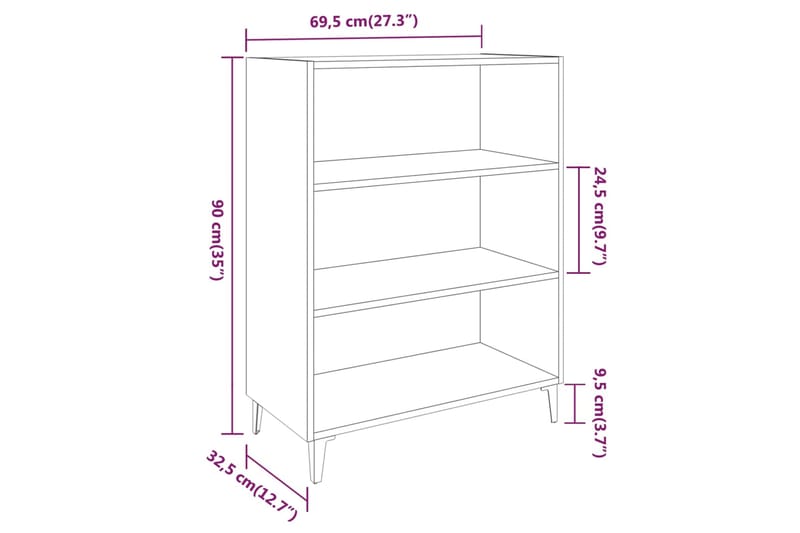 beBasic Senkki musta 69,5x32,5x90 cm tekninen puu - Musta - Senkki