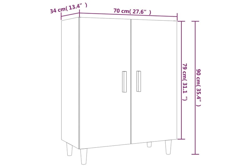 beBasic Senkki musta 70x34x90 cm tekninen puu - Musta - Senkki