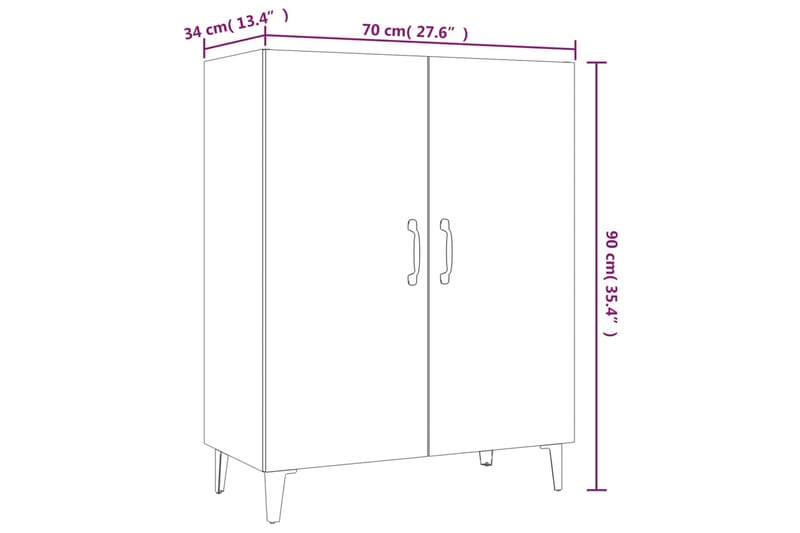 beBasic Senkki musta 70x34x90 cm tekninen puu - Musta - Senkki