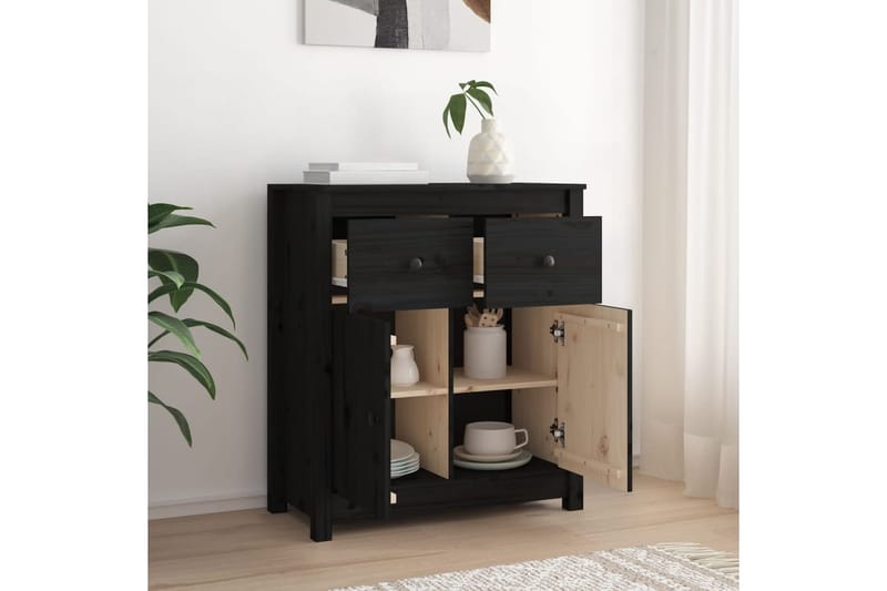 beBasic Senkki musta 70x35x80 cm täysi mänty - Musta - Säilytys - Säilytyskalusteet - Senkki