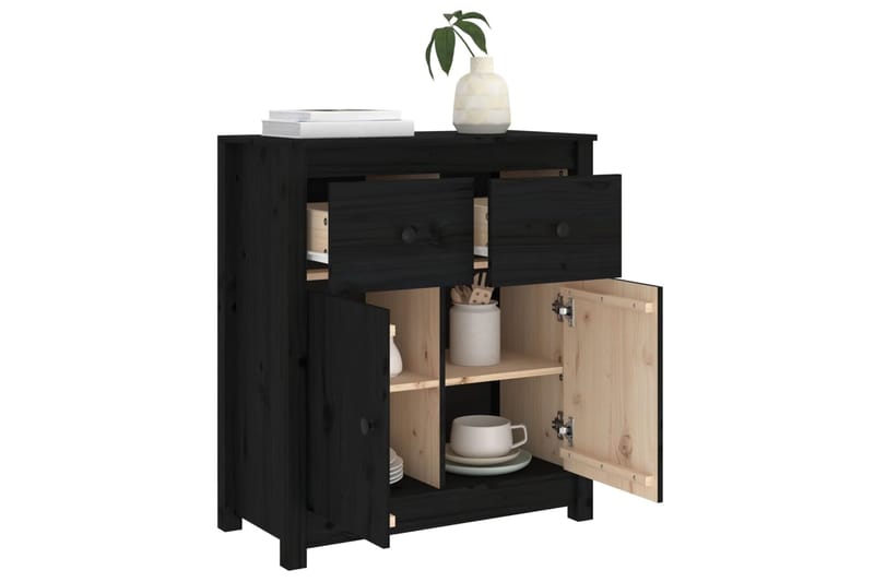 beBasic Senkki musta 70x35x80 cm täysi mänty - Musta - Säilytys - Säilytyskalusteet - Senkki