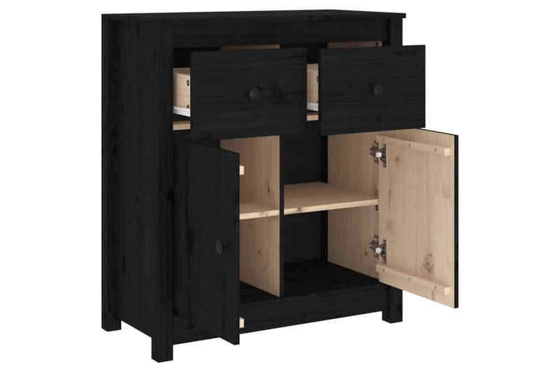 beBasic Senkki musta 70x35x80 cm täysi mänty - Musta - Säilytys - Säilytyskalusteet - Senkki