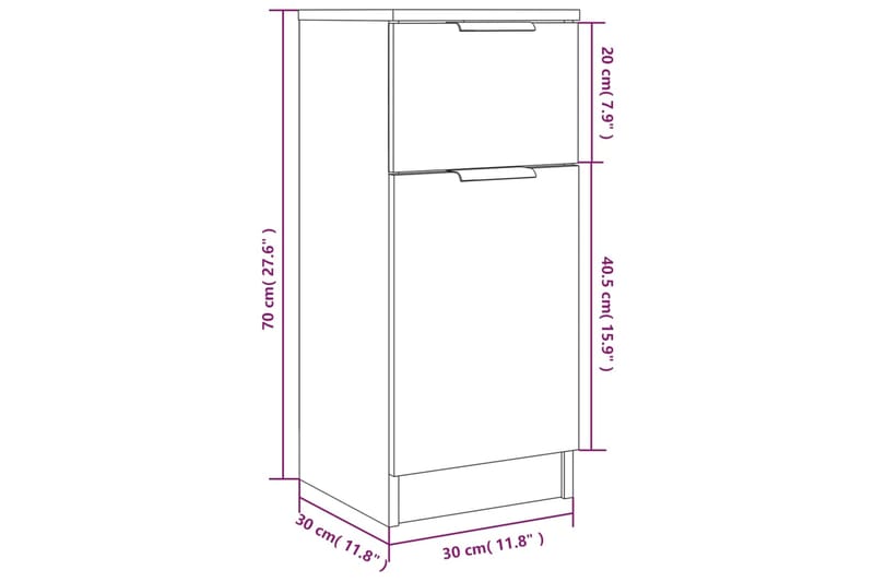 beBasic Senkki ruskea tammi 30x30x70 cm tekninen puu - Ruskea - Säilytys - Säilytyskalusteet - Lipasto