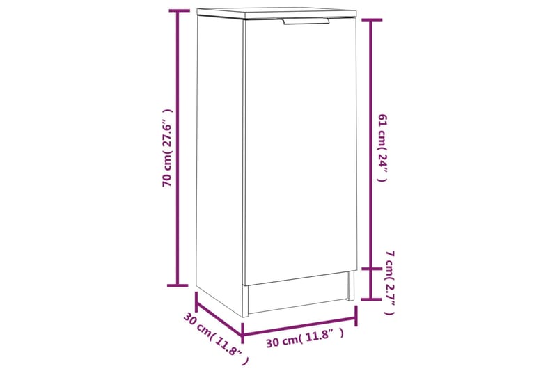 beBasic Senkki ruskea tammi 30x30x70 cm tekninen puu - Ruskea - Eteisen säilytys - Lipasto