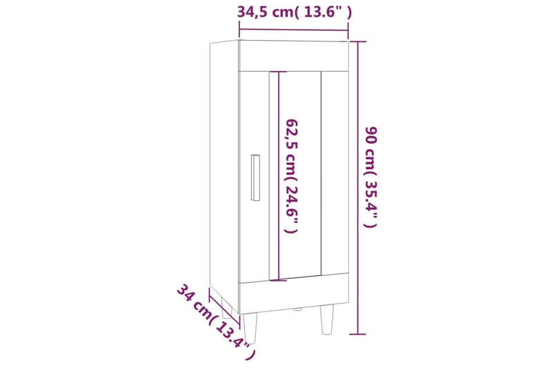 beBasic Senkki ruskea tammi 34,5x34x90 cm tekninen puu - Ruskea - Säilytys - Säilytyskalusteet - Senkki