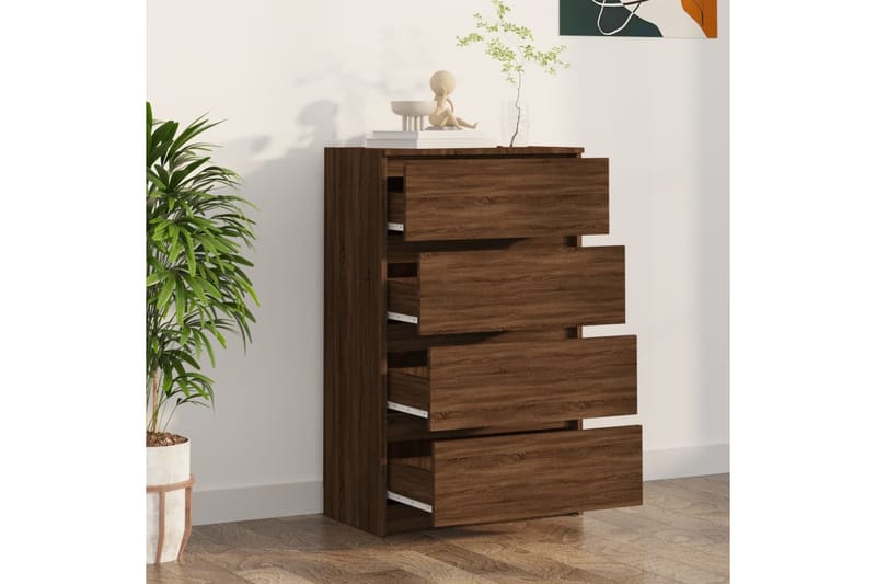 beBasic Senkki ruskea tammi 60x35x98,5 cm tekninen puu - Ruskea - Säilytys - Säilytyskalusteet - Lipasto