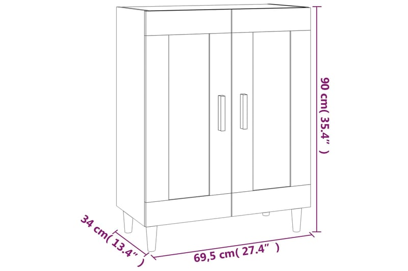 beBasic Senkki ruskea tammi 69,5x34x90 cm tekninen puu - Ruskea - Säilytys - Säilytyskalusteet - Senkki