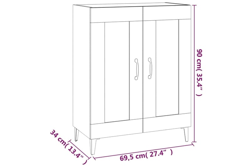 beBasic Senkki ruskea tammi 69,5x34x90 cm tekninen puu - Ruskea - Säilytys - Säilytyskalusteet - Lipasto