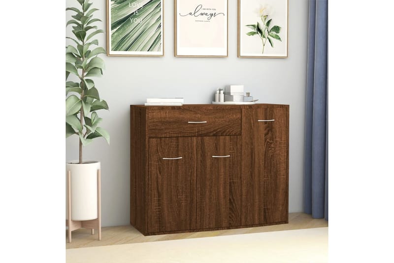 beBasic Senkki ruskea tammi 88x30x70 cm tekninen puu - Ruskea - Säilytys - Säilytyskalusteet - Senkki
