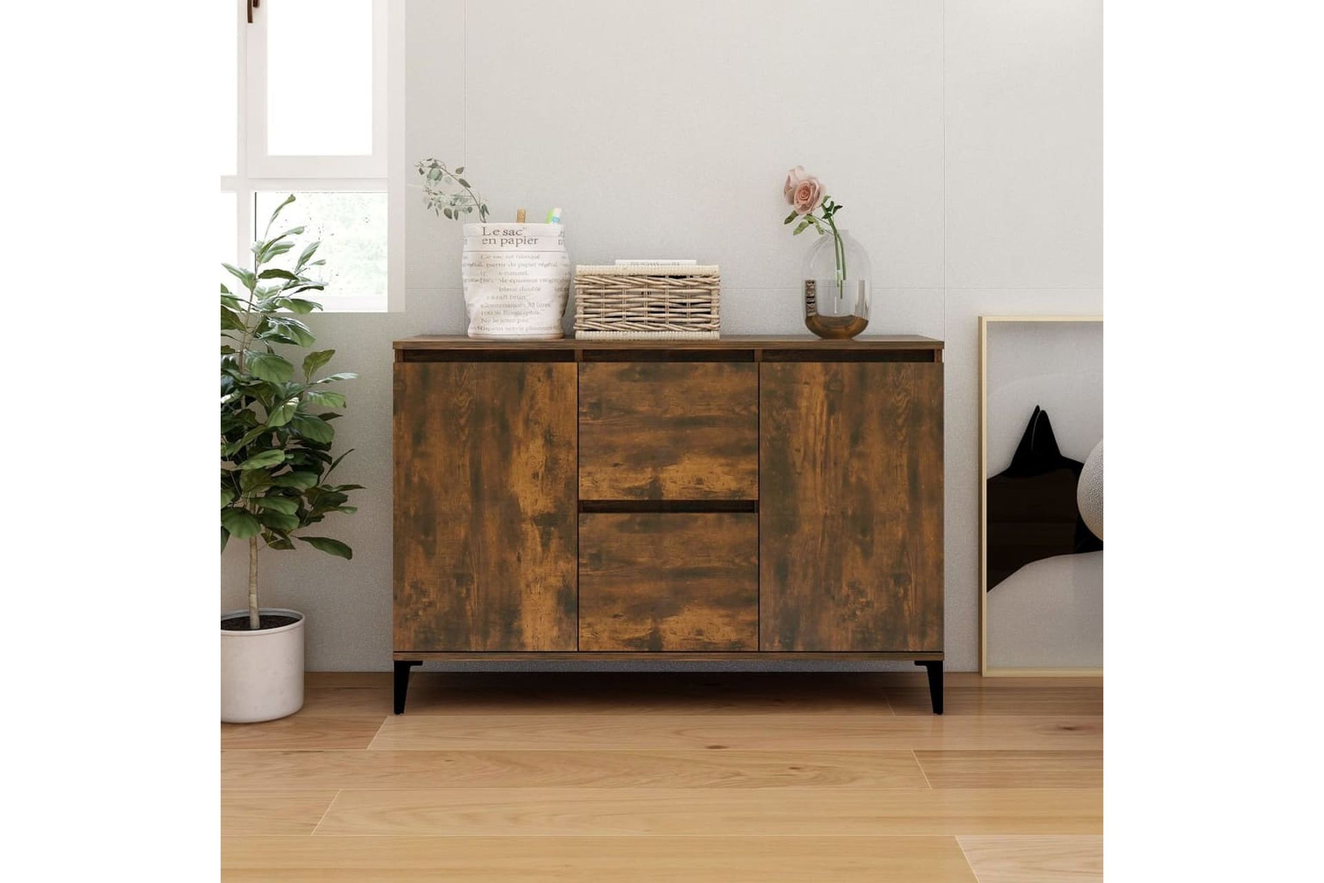 beBasic Senkki savutammi 104x35x70 cm tekninen puu - Ruskea - Säilytys - Säilytyskalusteet - Senkki