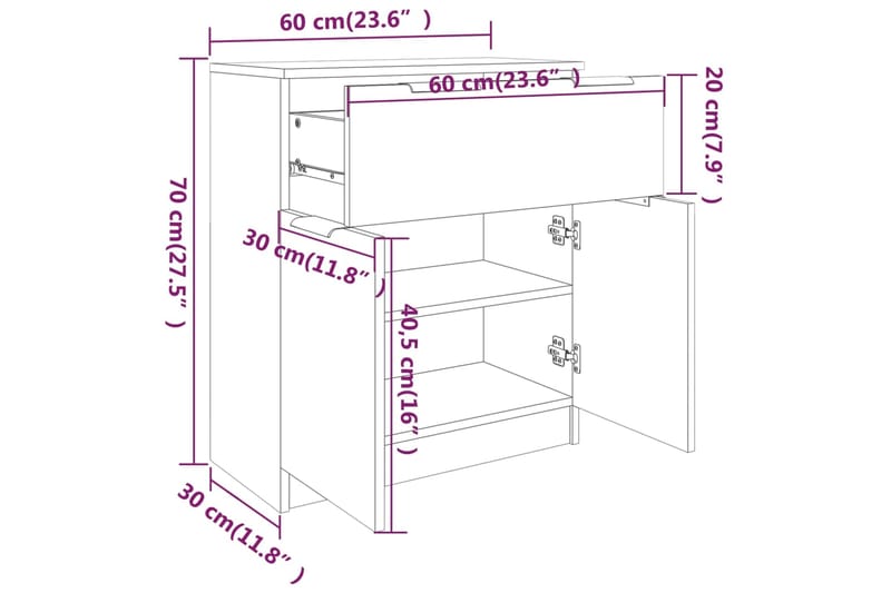 beBasic Senkki savutammi 60x30x70 cm tekninen puu - Ruskea - Säilytys - Säilytyskalusteet - Senkki