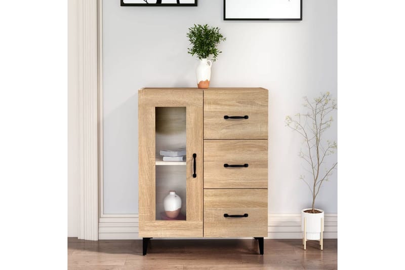 beBasic Senkki Sonoma-tammi 69,5x34x90 cm tekninen puu - Ruskea - Säilytys - Säilytyskalusteet - Lipasto