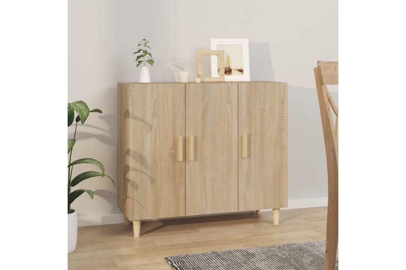 beBasic Senkki Sonoma-tammi 90x34x80 cm tekninen puu - Ruskea - Säilytys - Säilytyskalusteet - Senkki