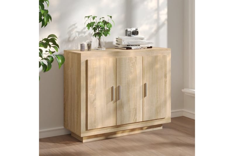 beBasic Senkki Sonoma-tammi 92x35x75 cm tekninen puu - Ruskea - Säilytys - Säilytyskalusteet - Senkki