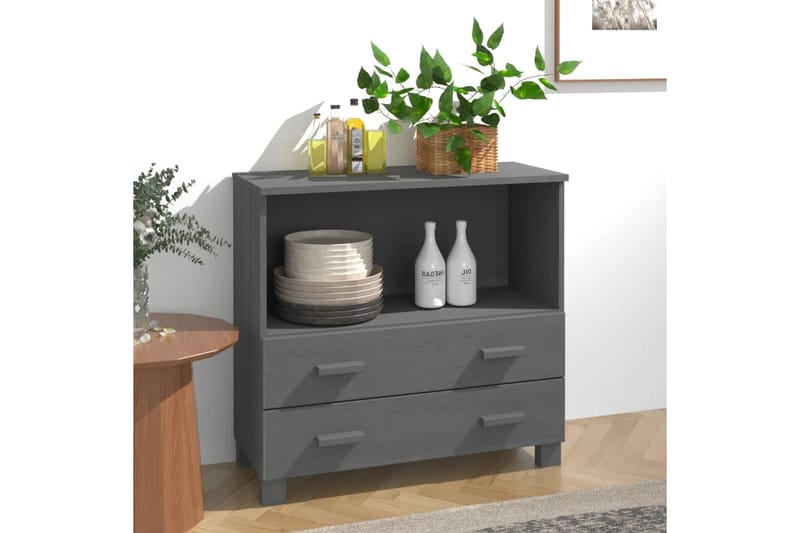 beBasic Senkki tummanharmaa 85x35x80 cm täysi mänty - Harmaa - Säilytys - Säilytyskalusteet - Senkki
