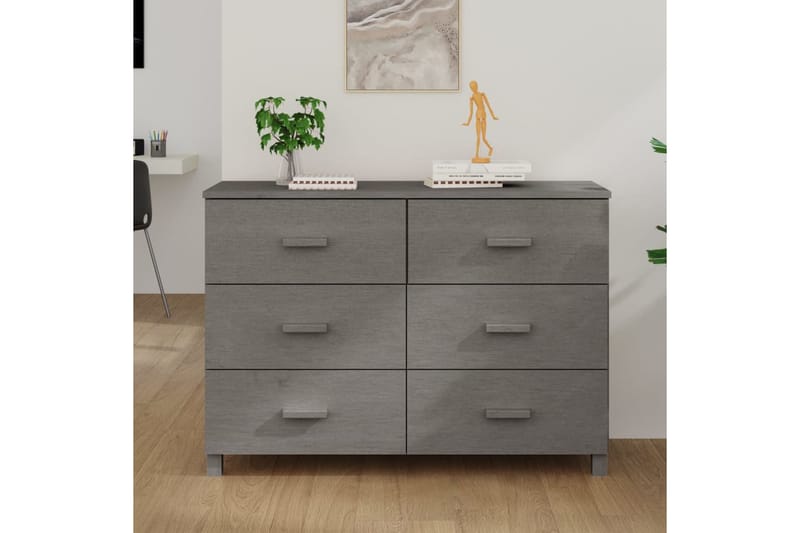 beBasic Senkki vaaleanharmaa 113x40x80 cm täysi mänty - Harmaa - Säilytys - Säilytyskalusteet - Senkki