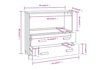 beBasic Senkki vaaleanharmaa 85x35x80 cm täysi mänty - Harmaa - Säilytys - Säilytyskalusteet - Senkki