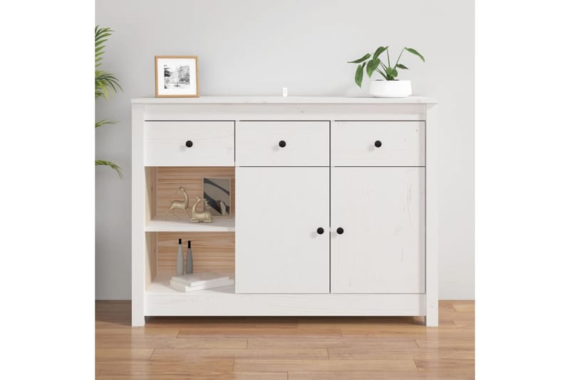 beBasic Senkki valkoinen 100x35x74 cm täysi mänty - Valkoinen - Säilytys - Säilytyskalusteet - Senkki