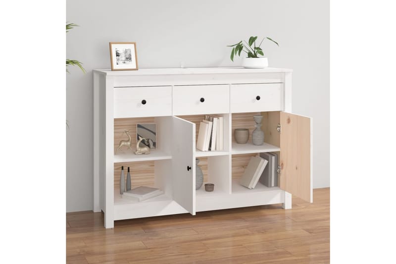 beBasic Senkki valkoinen 100x35x74 cm täysi mänty - Valkoinen - Säilytys - Säilytyskalusteet - Senkki