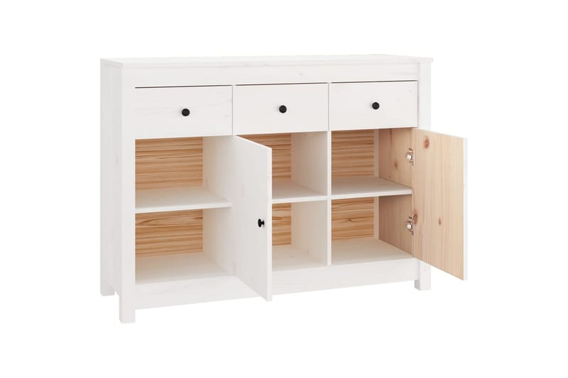 beBasic Senkki valkoinen 100x35x74 cm täysi mänty - Valkoinen - Säilytys - Säilytyskalusteet - Senkki