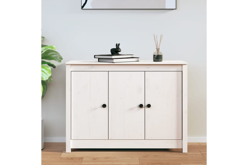 beBasic Senkki valkoinen 100x35x74 cm täysi mänty - Valkoinen - Säilytys - Säilytyskalusteet - Senkki