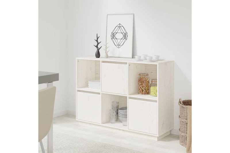 beBasic Senkki valkoinen 110,5x35x80 cm täysi mänty - Valkoinen - Säilytys - Säilytyskalusteet - Senkki