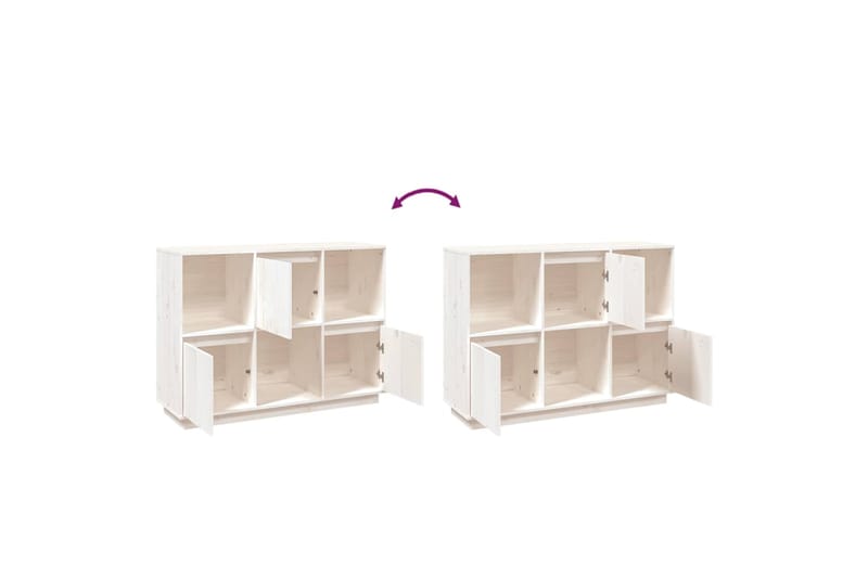 beBasic Senkki valkoinen 110,5x35x80 cm täysi mänty - Valkoinen - Säilytys - Säilytyskalusteet - Senkki