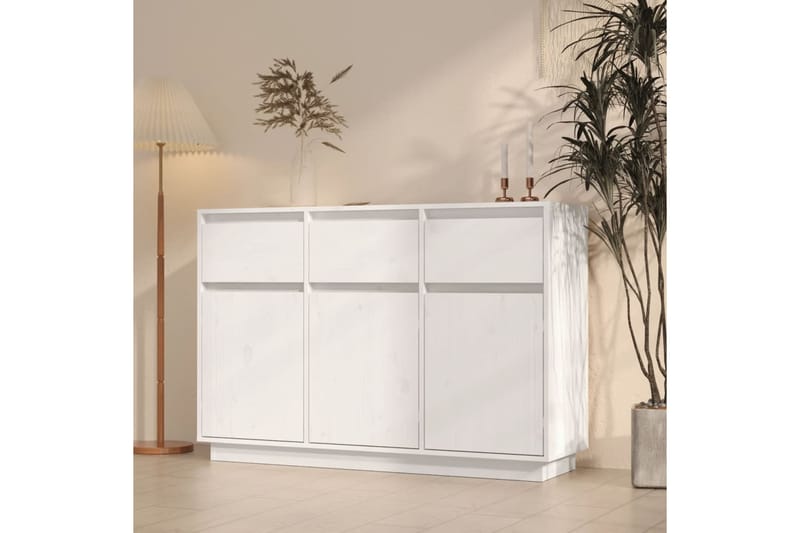 beBasic Senkki valkoinen 110x34x75 cm täysi mänty - Valkoinen - Säilytys - Säilytyskalusteet - Senkki
